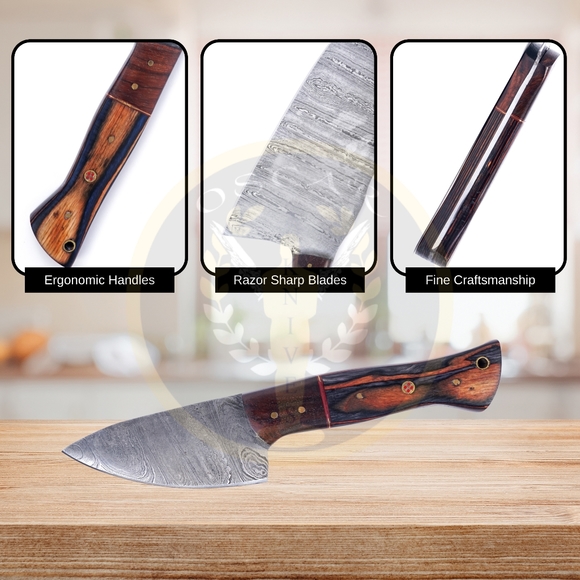 COPY - Damascus Steel Chef Knife (Set of 5) | Hand Forged Kitchen Knife Set - Picture 6 of 6